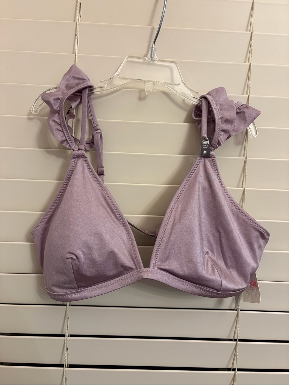 Victoria's Secret PINK Lavender Ruffle Triangle Swim Bikini Top Women’s Medium